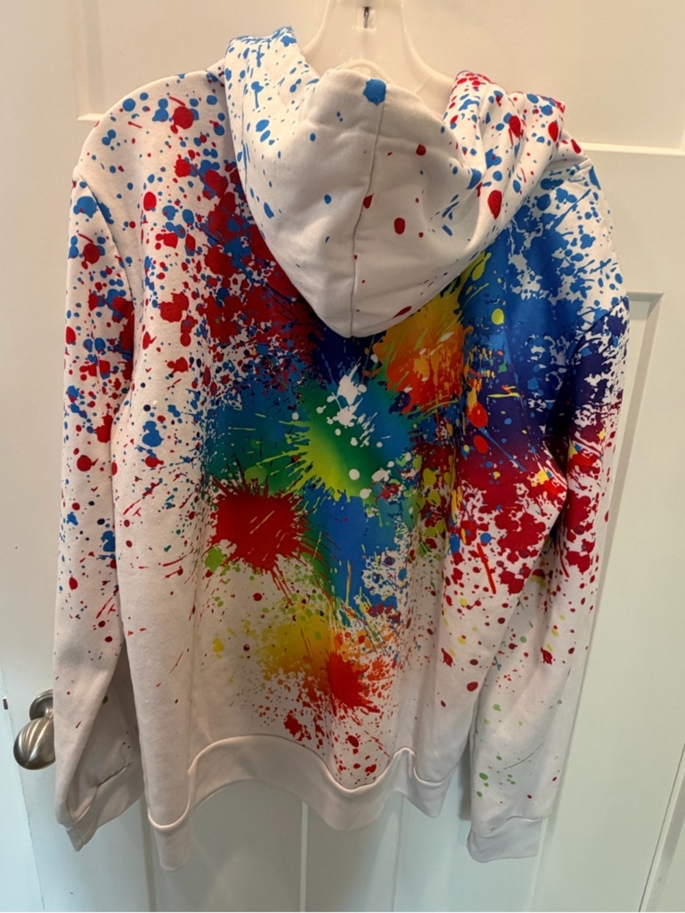 Paint Splatter Hoodie Large Colorful Graphic Sweatshirt Abstract Streetwear - Picture 4 of 8